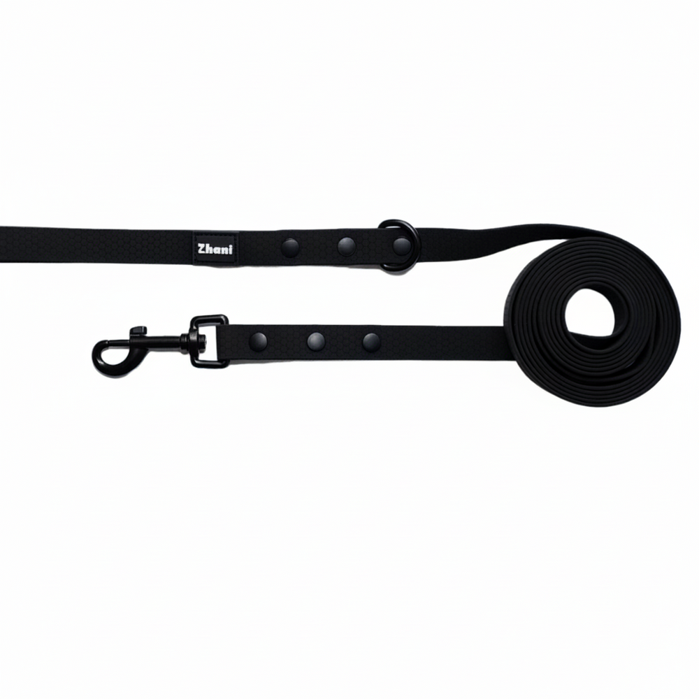 Black Long Line Dog Lead; Washable; Light; Strong; Comfortable;