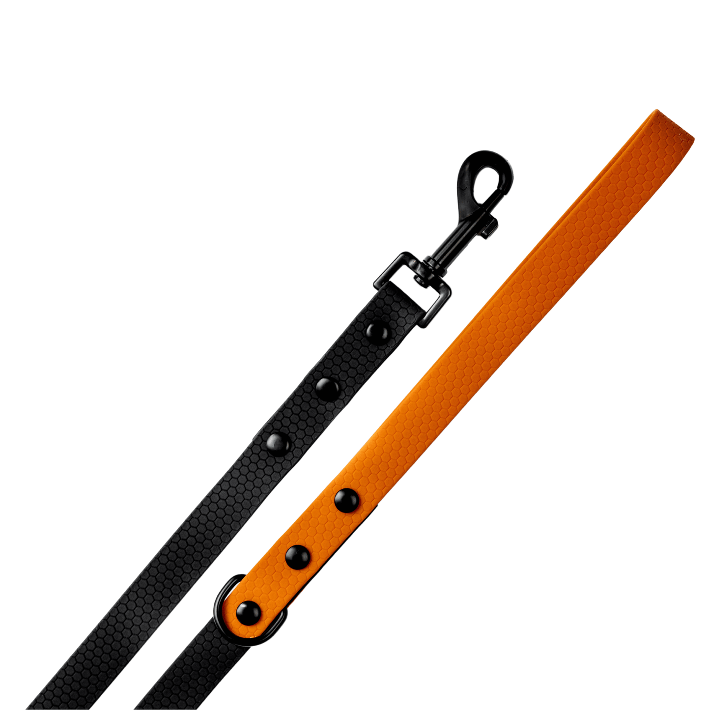 Black with Tan Handle - Long Line Dog Lead; Washable; Light; Strong; Comfortable; Waterproof