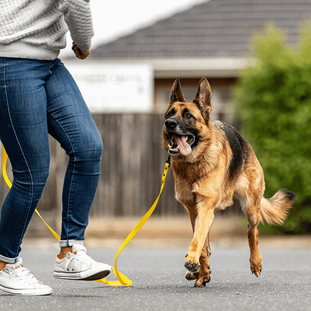 Yellow with Black Handle - Long Line Dog Lead; Washable; Light; Strong; Comfortable; Waterproof