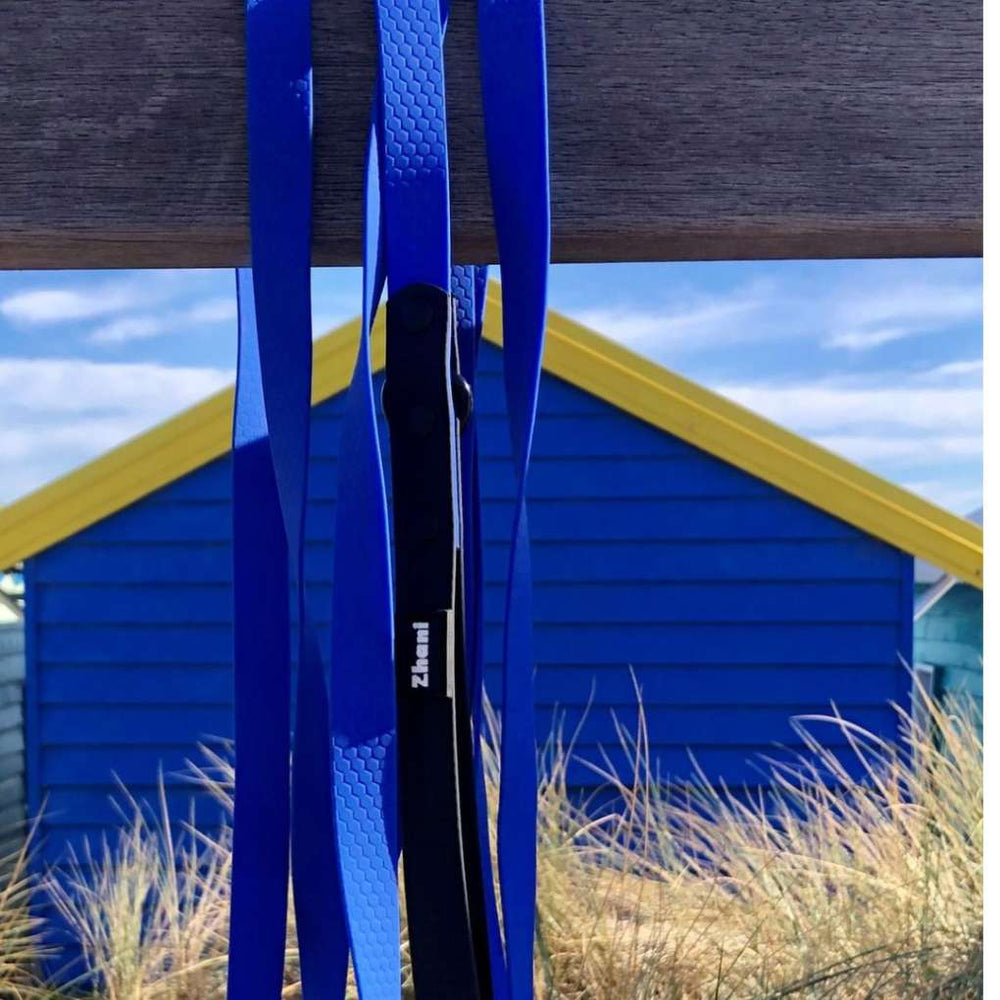 Zhani blue lead hanging from fence