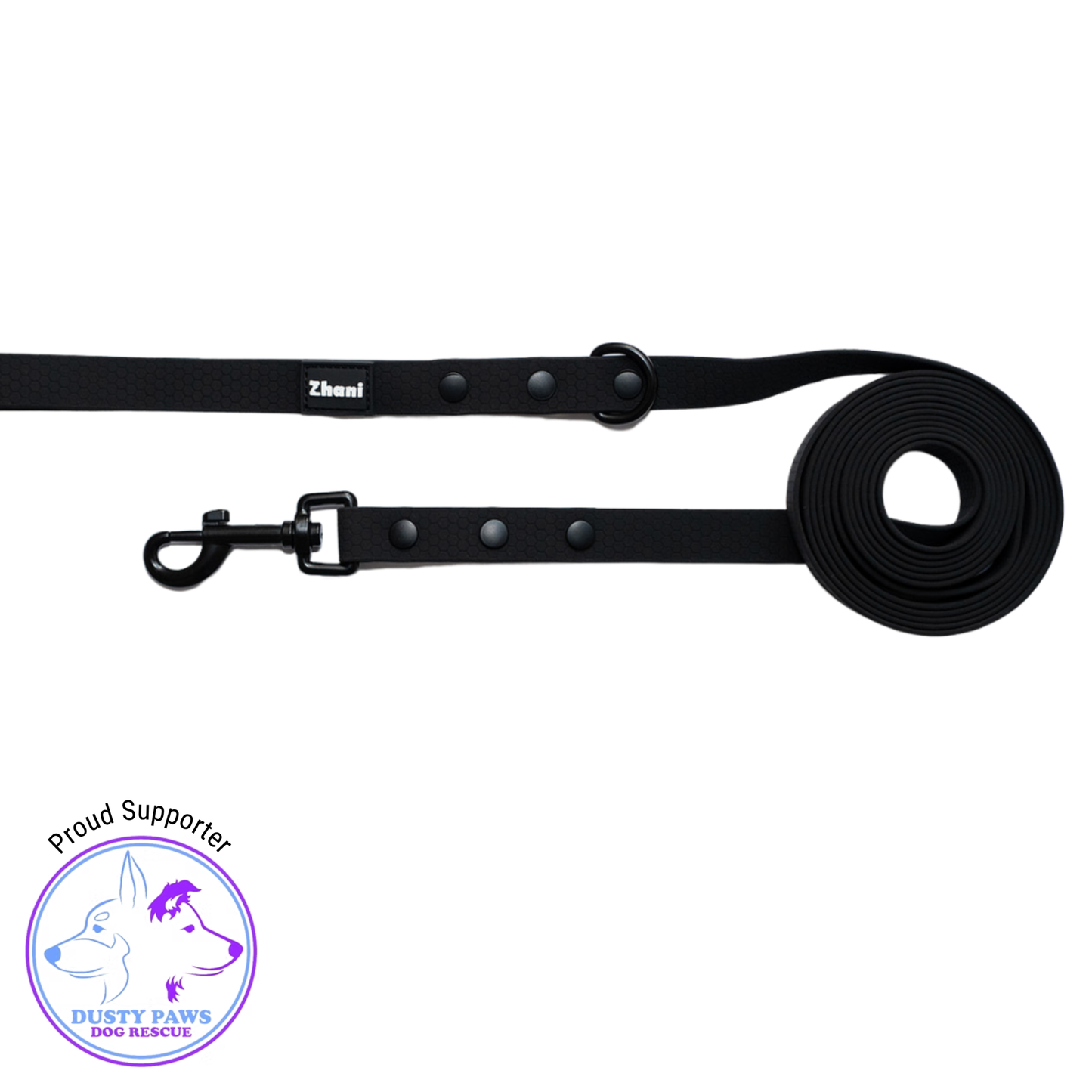 Black Long Line Dog Lead; Washable; Light; Strong; Comfortable; 