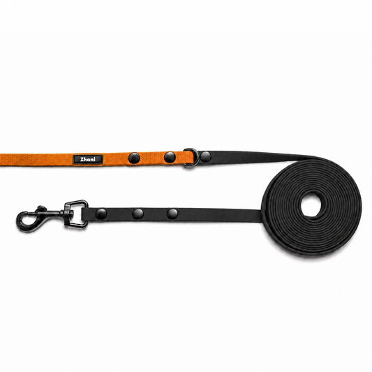 Black & Orange - Puppy & Small Dog Long Line Lead - recommended for dogs under 5kgs