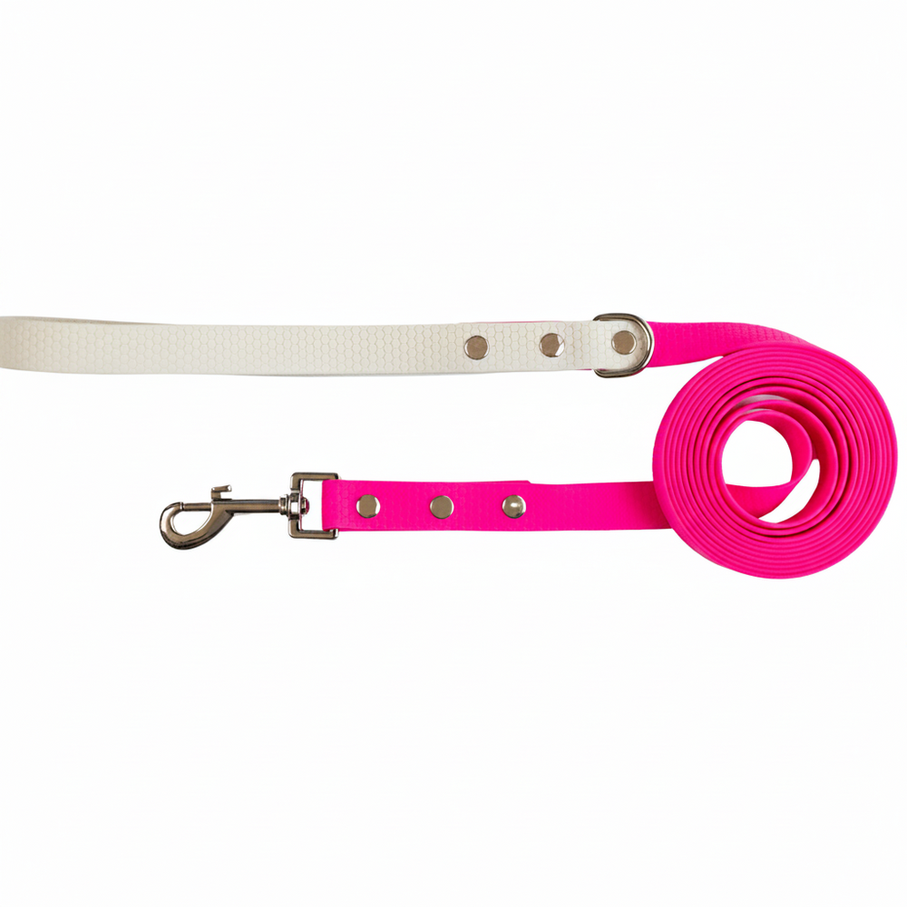 Pink with Grey Handle - Long Line Dog Lead; Washable; Light; Strong; Comfortable; Waterproof