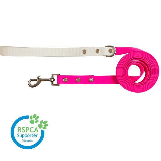 Pink with Grey Handle - Long Line Dog Lead; Washable; Light; Strong; Comfortable; Waterproof