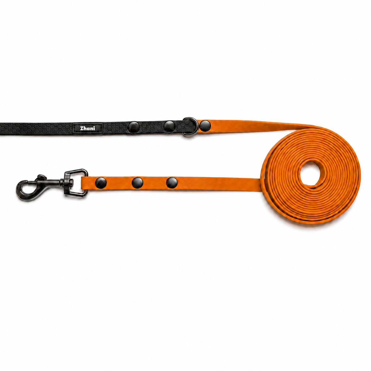 Black & Orange - Puppy & Small Dog Long Line Lead - recommended for dogs under 5kgs