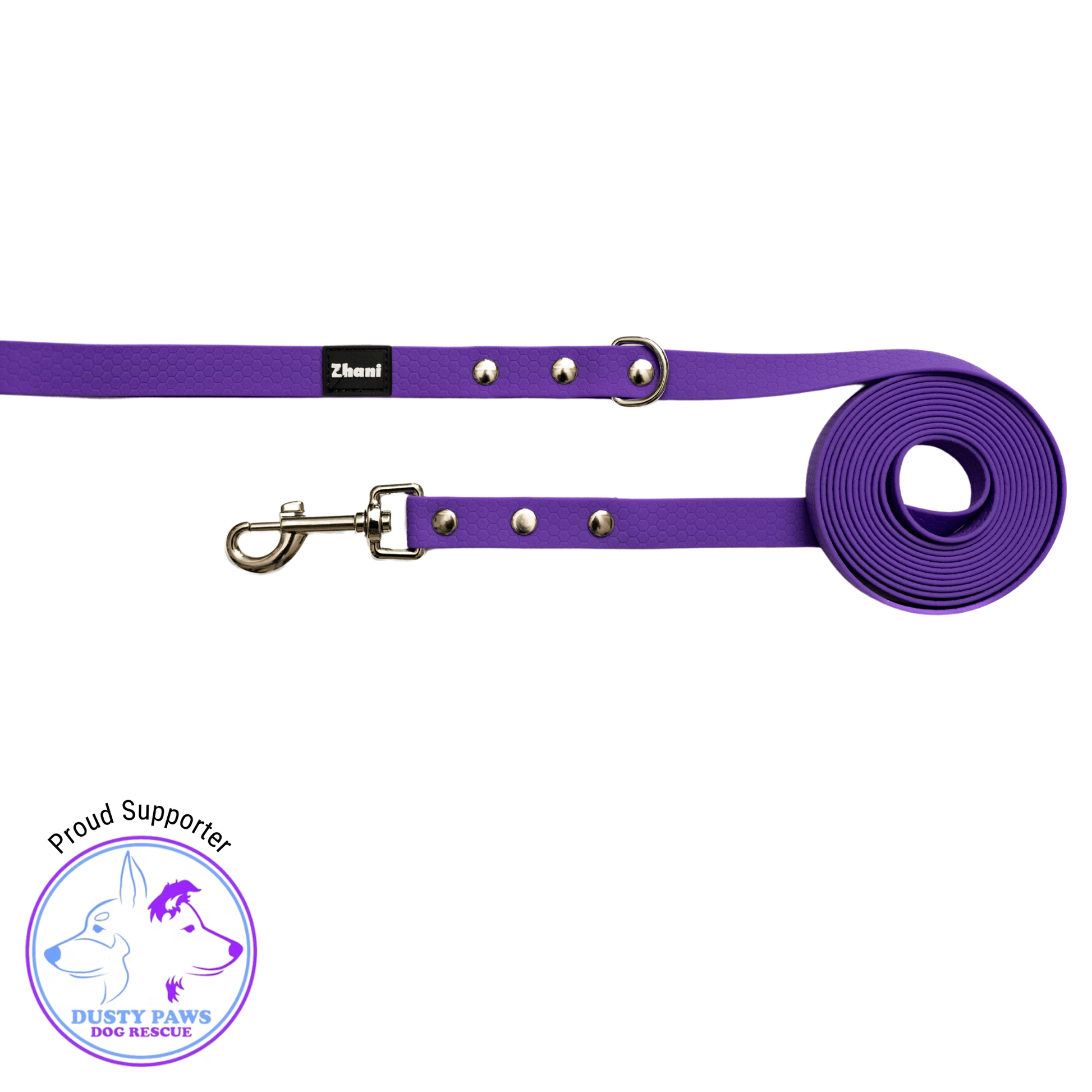 Purple Long Line Dog Lead; Washable; Light; Strong; Comfortable; Waterproof