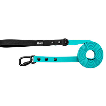 Aqua & Black with locking carabiner - Long Line Dog Lead; Washable; Light; Strong; Comfortable