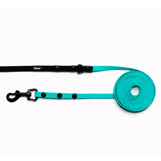 Aqua & Black - Puppy & Small Dog Long Line Lead - recommended for dogs under 5kgs